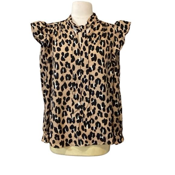 Kate Spade Forest Feline Tie-neck Top Blouse Small - Picture 10 of 15